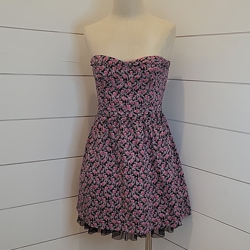 BLACK POPPY large sleeveless cotton floral mini dress